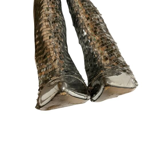 Alexandre Vauthier Sequined Silver 105 Knee High Boots Size 38.5 EU / 8.5 US - Picture 6 of 6